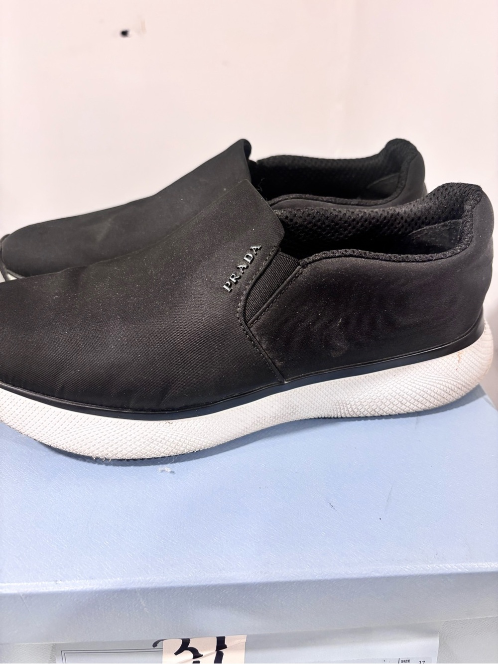 Prada Black Slip-On Loafers with Subtle Logo